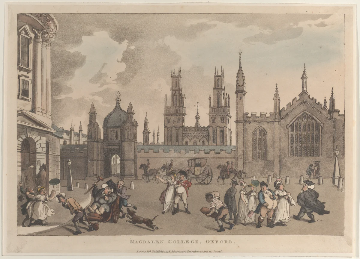 Magdalen College, Oxford by Thomas Rowlandson, print, 1809