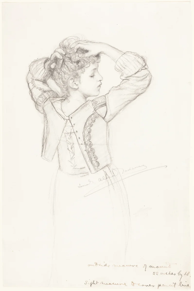Young Girl Dressing by Laura Theresa Alma-Tadema, drawing, 1889