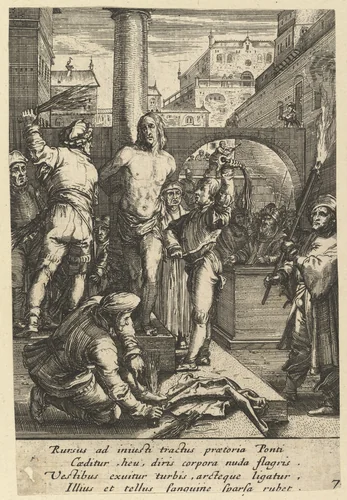 The Flagellation of Christ, from "The Passion of Christ" by Nicolas Cochin, print, 1610-1700