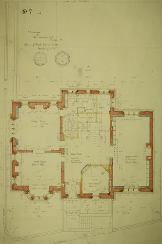 William Borden Residence, Chicago, Illinois, First Floor Plan by Richard Morris Hunt, drawing, 1886