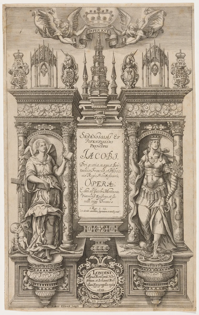 Title Page. James I, an Opera by Renold Elstrack, print, 1619