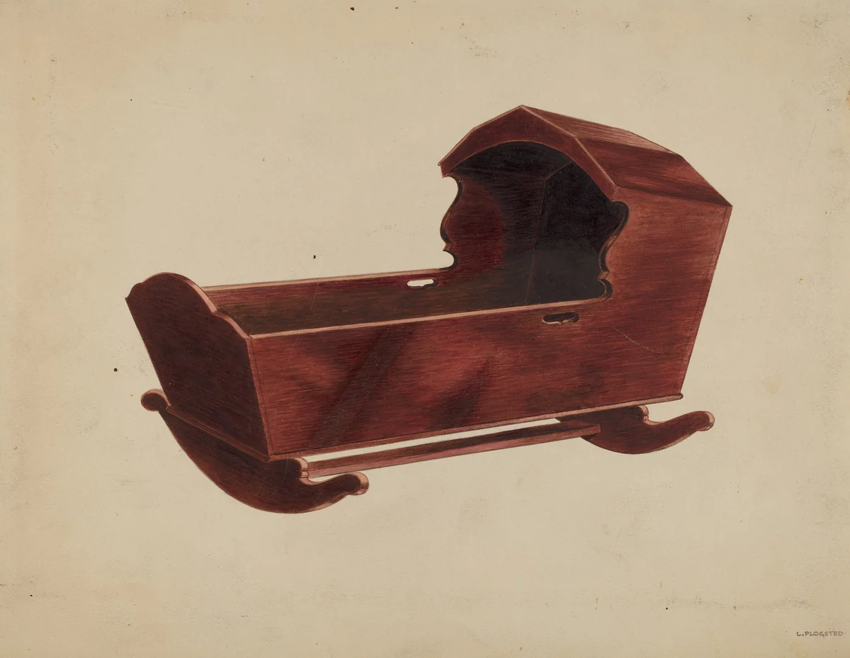 Mahogany Cradle by Louis Plogsted, index of american design, 1937