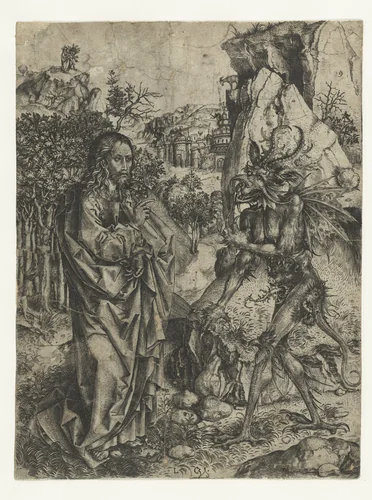 De verzoeking van Christus by Unknown, print, 1491-1500