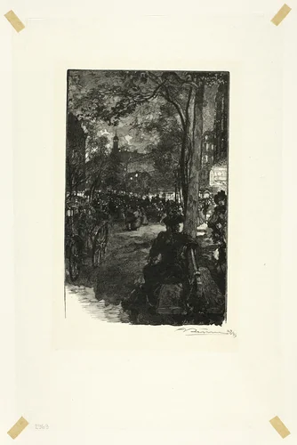 Boulevard Montmartre, Evening, plate fifteen from Le Long de la Seine et des Boulevards by Louis Auguste Lepère, print, 1890