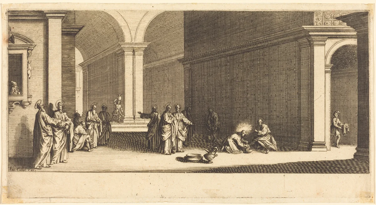 Christ Washing the Apostles' Feet by Jacques Callot, print, 1618
