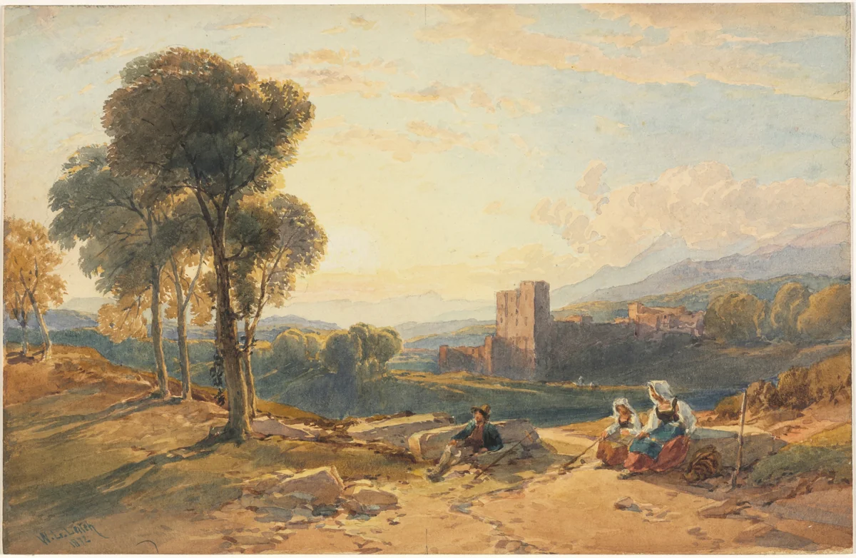 Landscape, Italy by William Leighton Leitch, drawing, 1872