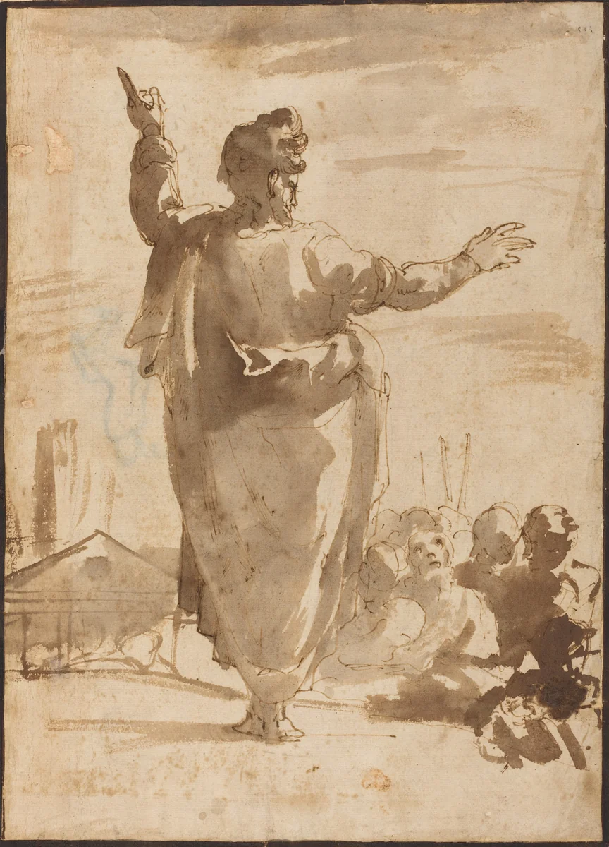 Saint Paul Preaching by Agostino Carracci, drawing, 1557-1602