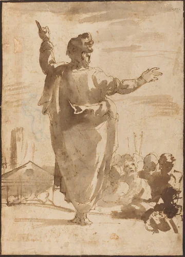 Saint Paul Preaching by Agostino Carracci, drawing, 1557-1602