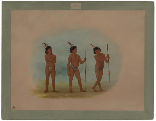 Three Auca Children by George Catlin, painting, 1854-1869