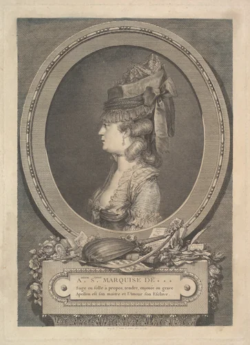 Portrait of Adrienne-Sophie Marquise de *** by Augustin de Saint-Aubin, print, 1779