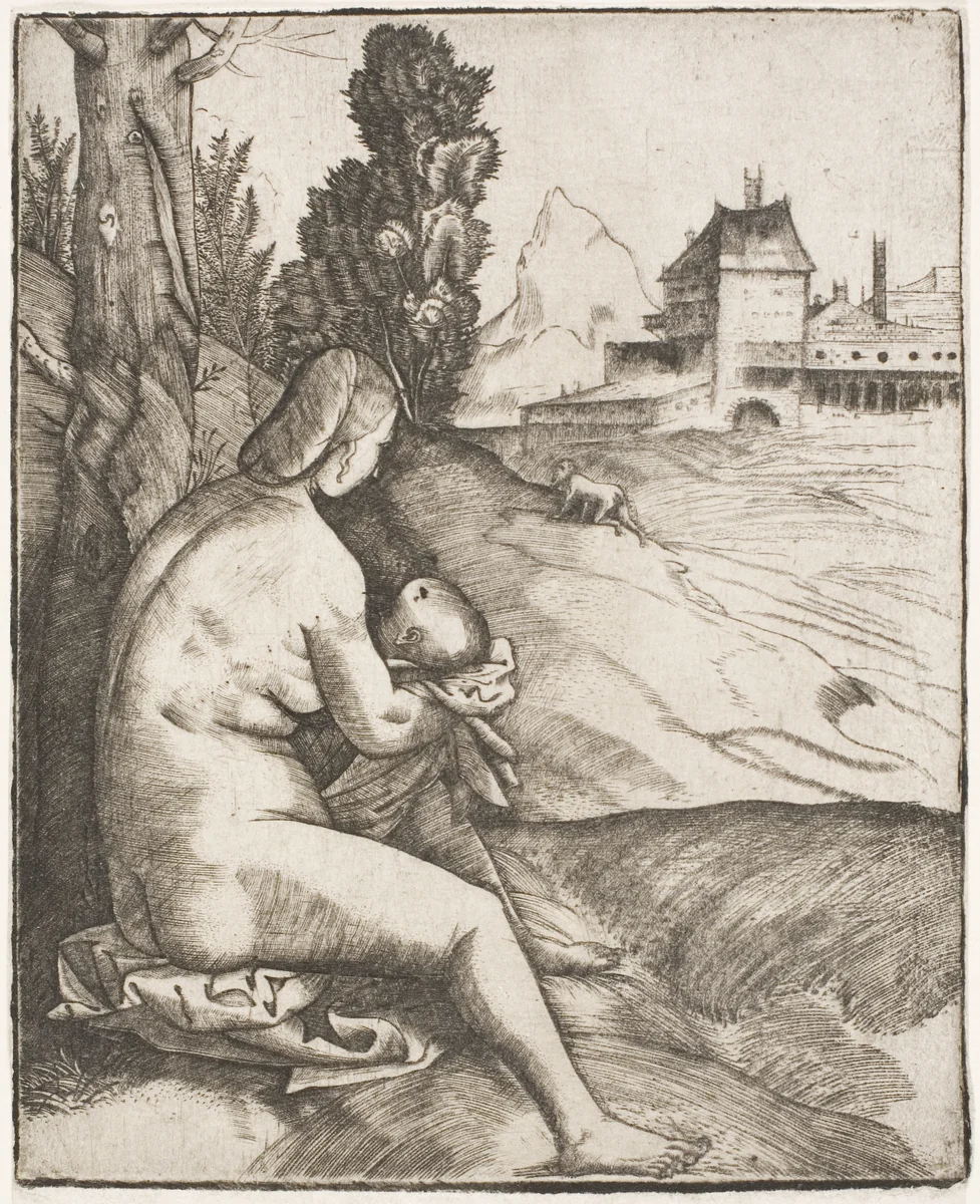 The Penance of Saint John Chrysostom by Giulio Campagnola, print, 1505-1515