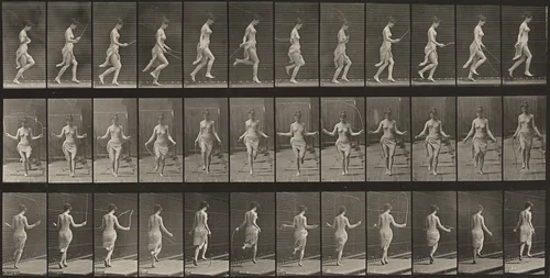 Plate Number 174. Running and jumping with skipping rope by Eadweard Muybridge, photograph, 1887