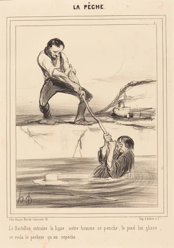 Le Barbillon entraine... by Honoré Daumier, print, 1840