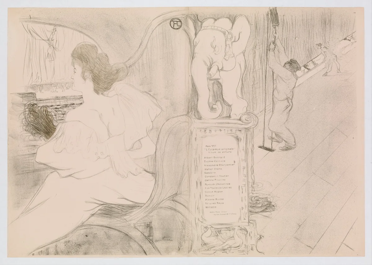 At the Curtain (Au Rideau), from "L'Estampe Originale" by Henri de Toulouse-Lautrec, print, 1895