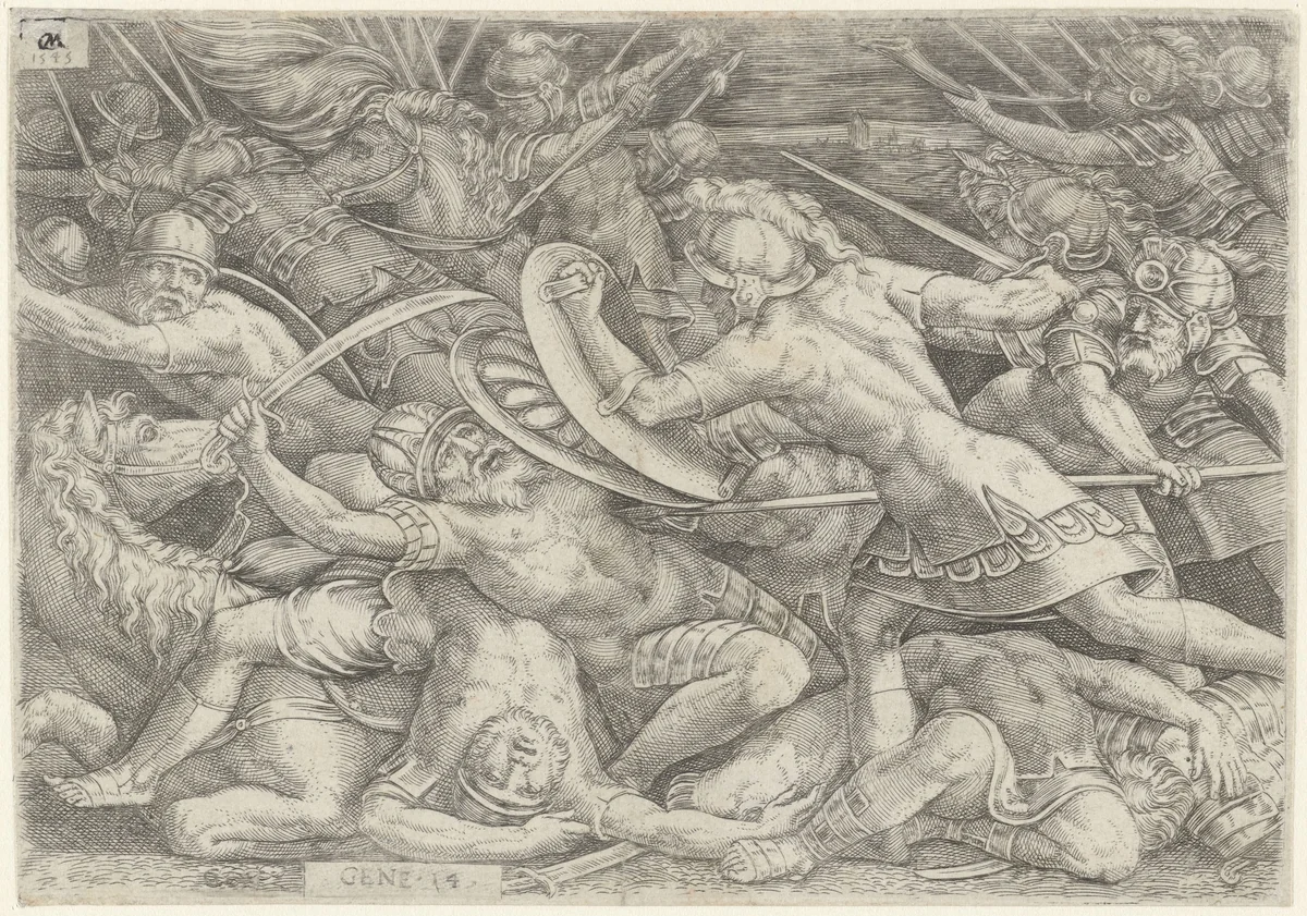 Strijd van Abraham tegen Kedorlaomer by Unknown, print, 1545