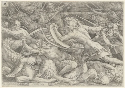 Strijd van Abraham tegen Kedorlaomer by Unknown, print, 1545