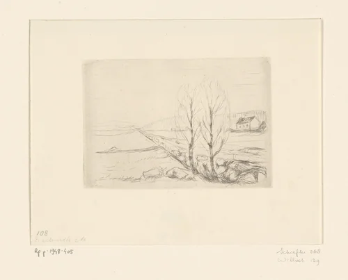 Landschap met huis by Edvard Munch, print, 1908