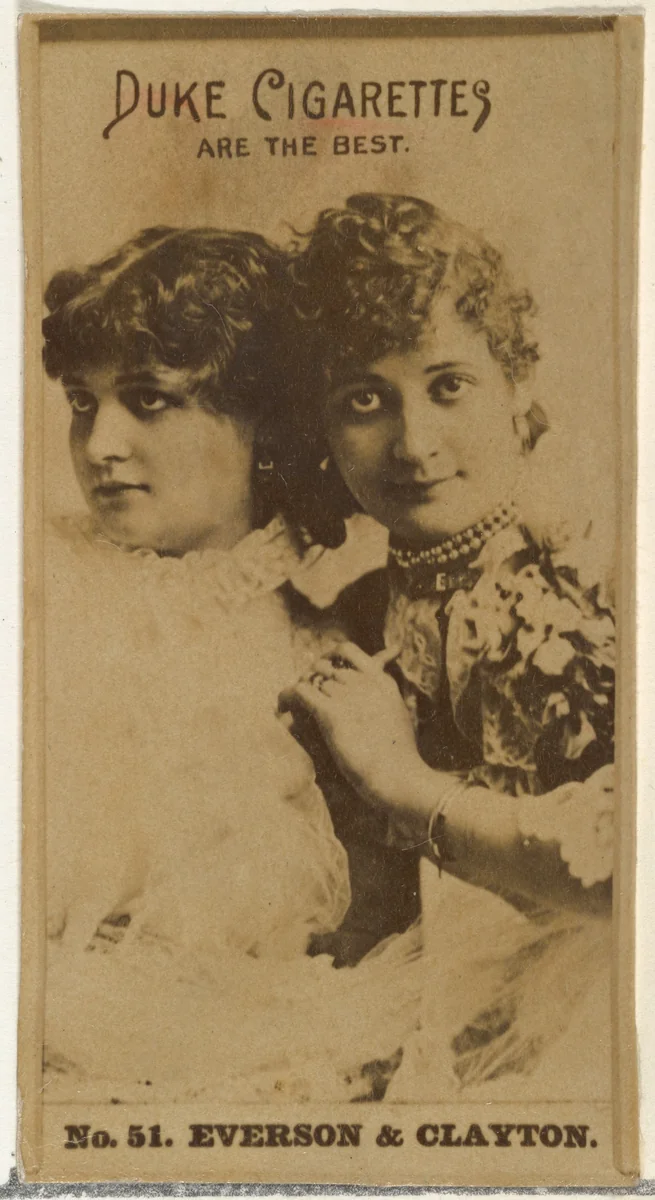 Card Number 51, Everson & Clayton, from the Actors and Actresses series (N145-6) issued by Duke Sons & Co. to promote Duke Cigarettes by W. Duke, Sons & Co., photograph, 1880-1889