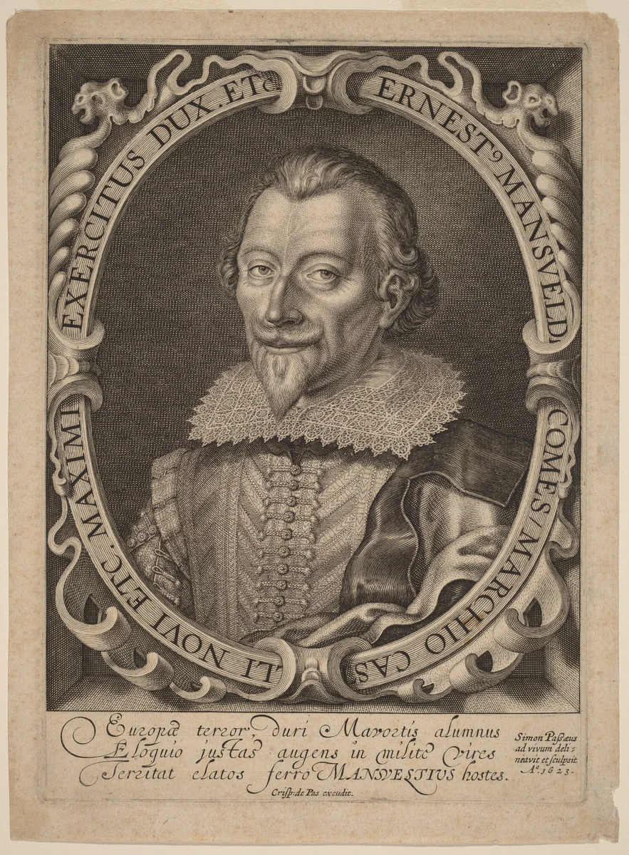 Count Ernest Mansfeld by Simon van de Passe, print, 1623