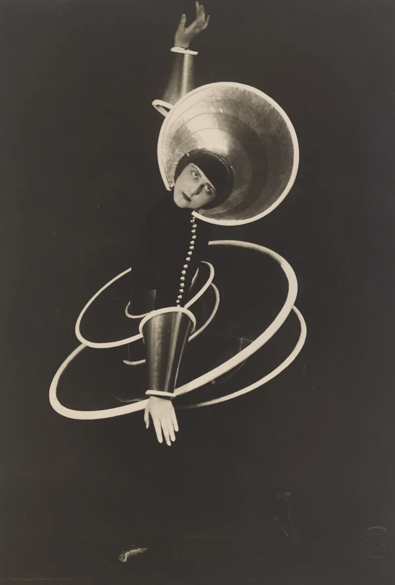 Untitled (Daisy Spies as the Spiral in Oskar Schlemmer's "Triadic Ballet") by Karl Grill, photograph, 1926