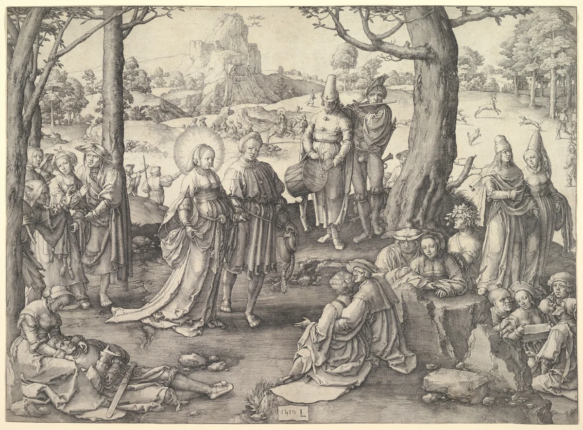 Dance of St. Mary Magdalene by Lucas van Leyden, print, 1519