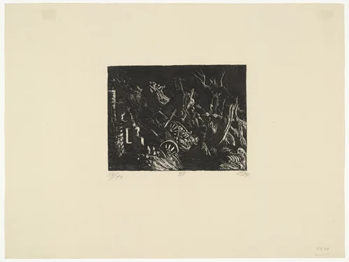 Flare Illuminates the Monacu-ferme (Leuchtkugel erhellt die Monacu-ferme) from The War (Der Krieg) by Otto Dix, print, 1924