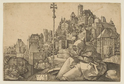 Saint Anthony Reading (copy) by Albrecht Dürer, print, 1485-1600