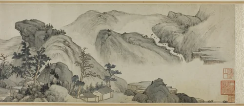 Recluse Dwellings in the Autumn Mountains by Mi Wanzhong (米萬鍾), drawing, 1621