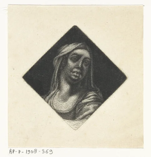 Buste van een gesluierde vrouw by Hendrik van Maarseveen, print, 1755-1792