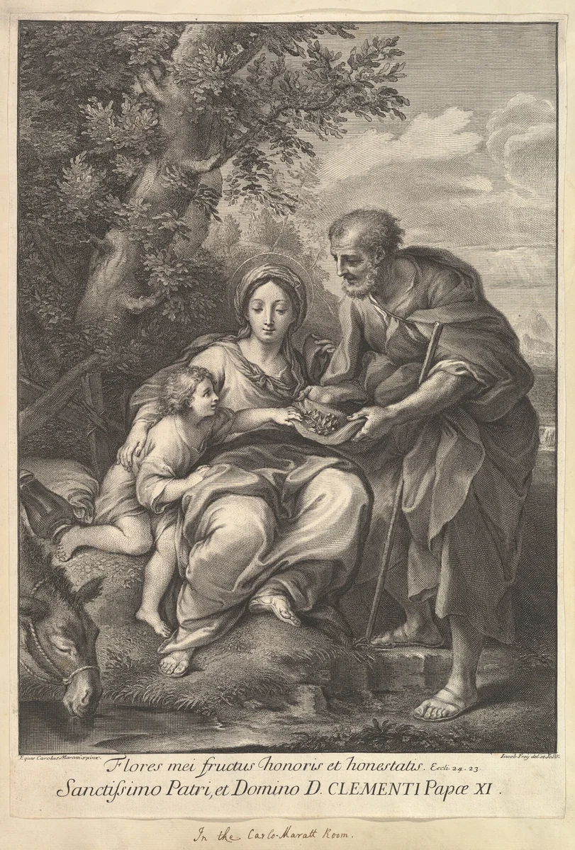 The Virgin and Joseph with the Young Jesus by Carlo Maratti, print, 1710-1740