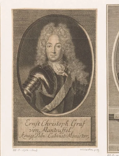 Portret van Ernst Christoph, Reichsgraf von Manteuffel by Martin Bernigeroth, print, 1720