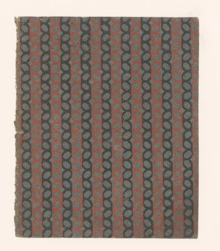 Blad met banenpatroon met ovaal motief by anonymous, other, 1750-1900