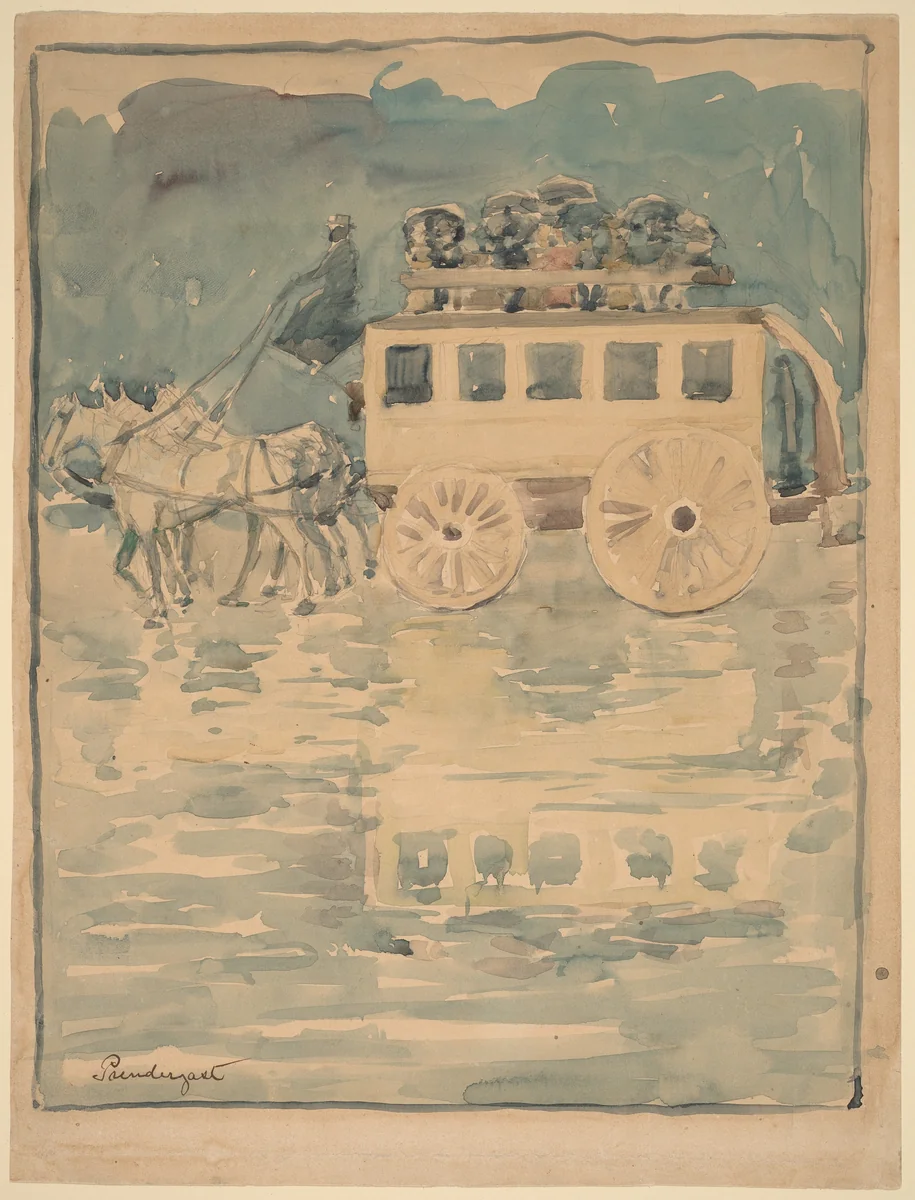Parisian Omnibus by Maurice Prendergast, drawing, 1893-1894