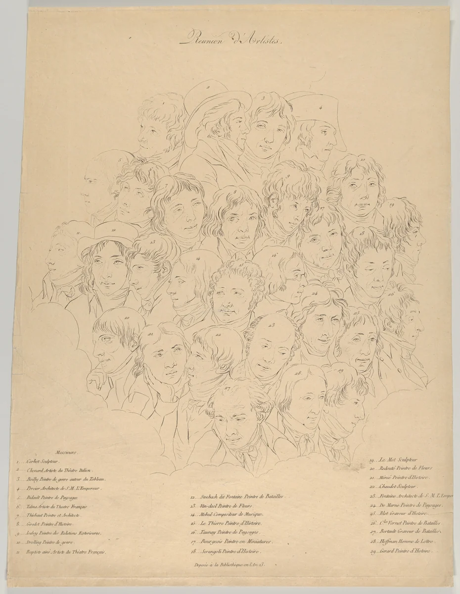 A Gathering of Artists by Alexandre Clément, print, 1804