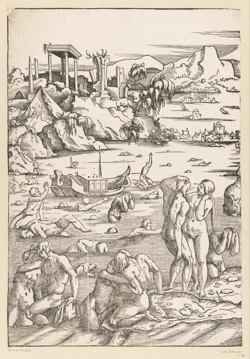 Zondvloed (linkerhelft) by Unknown, print, 1540