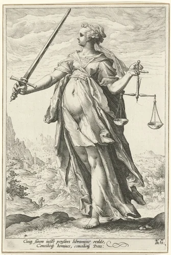 Rechtvaardigheid (Justitia) by Unknown, print, 1585-1589