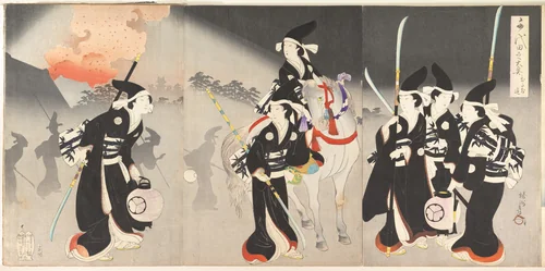 “Evacuation of the Ladies,” from the series The Inner Precincts of Chiyoda Castle (Chiyoda no Ōoku, Otachinoki) by Yōshū Chikanobu (楊洲周延), print, 1896