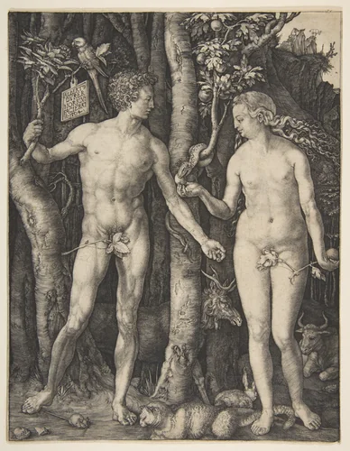 Adam and Eve by Albrecht Dürer, print, 1504