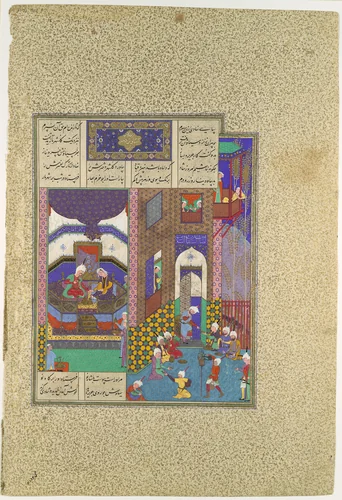 "Siyavush and Jarira Wedded", Folio 183v from the Shahnama (Book of Kings) of Abu'l Qasim Firdausi, commissioned by Shah Tahmasp by Abu'l Qasim Firdausi, manuscript, 1500-1555