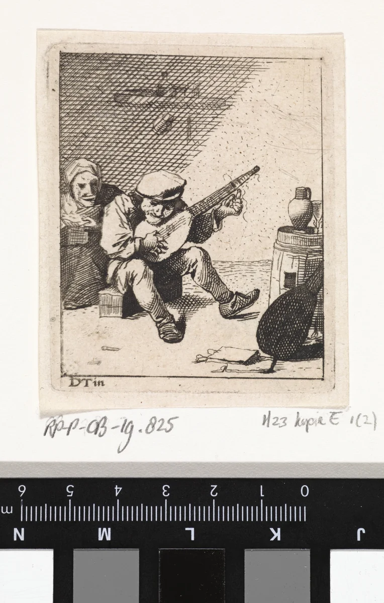 Boer bespeelt de luit by anonymous, print, 1626-1740