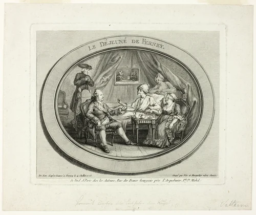 The Lunch at Ferney by Louis Joseph Masquelier, print, 1775