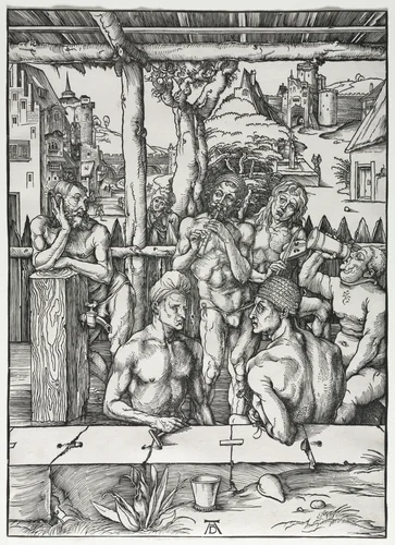 The Men's Bath House by Albrecht Dürer, print, 1496-1497