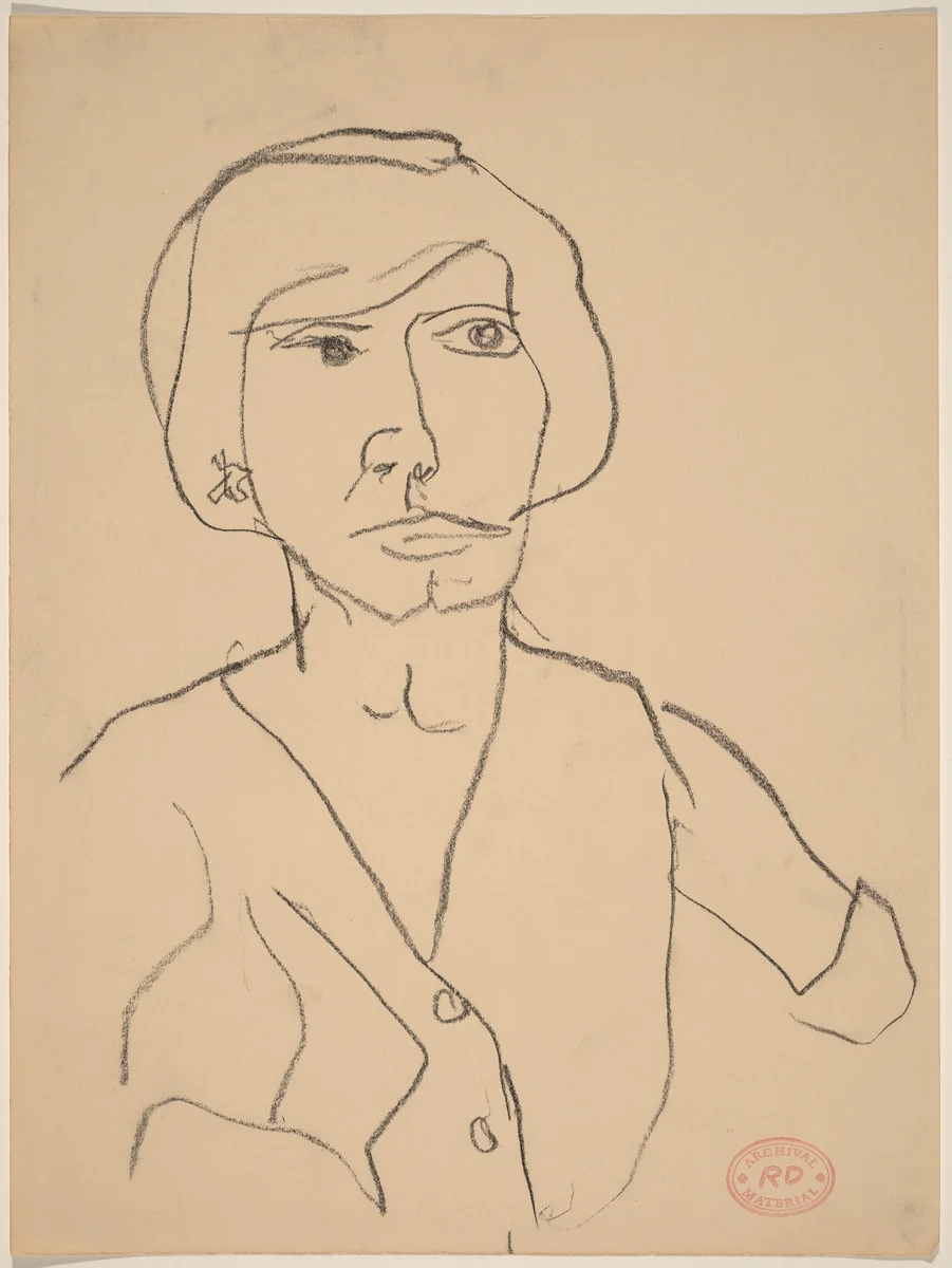 Untitled [woman in a v-neck shirt] by Richard Diebenkorn, drawing, 1955-1967