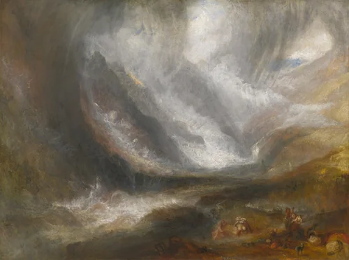 Valley of Aosta: Snowstorm, Avalanche, and Thunderstorm by Joseph Mallord William Turner, painting, 1836-1837