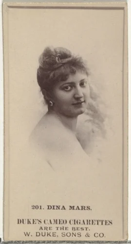 Card Number 201, Dina Mars, from the Actors and Actresses series (N145-5) issued by Duke Sons & Co. to promote Cameo Cigarettes by W. Duke, Sons & Co., photograph, 1880-1889