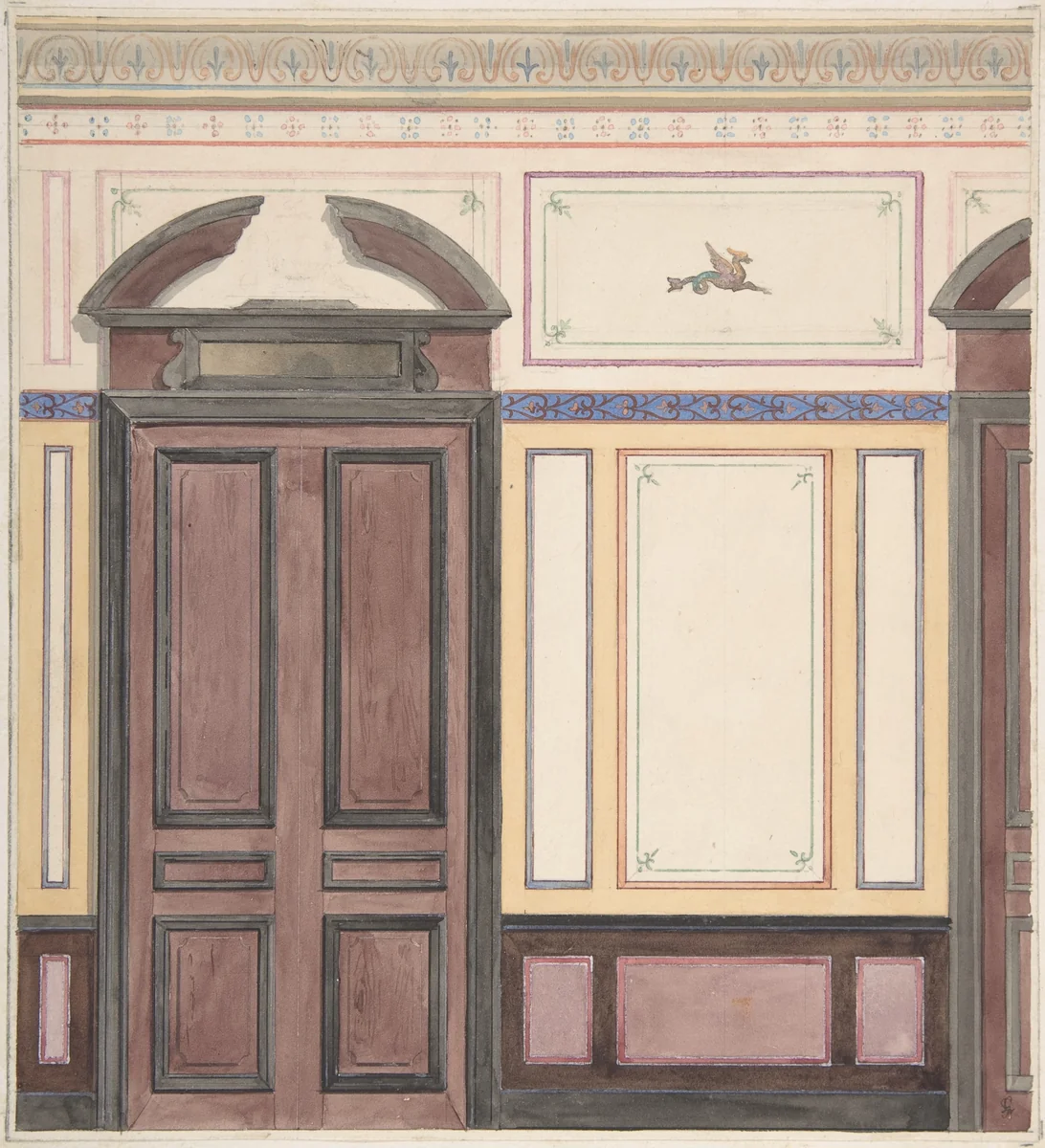 Design for Wall Paneling, Deepdene, Dorking, Surrey by Jules-Edmond-Charles Lachaise, drawing, 1875-1879