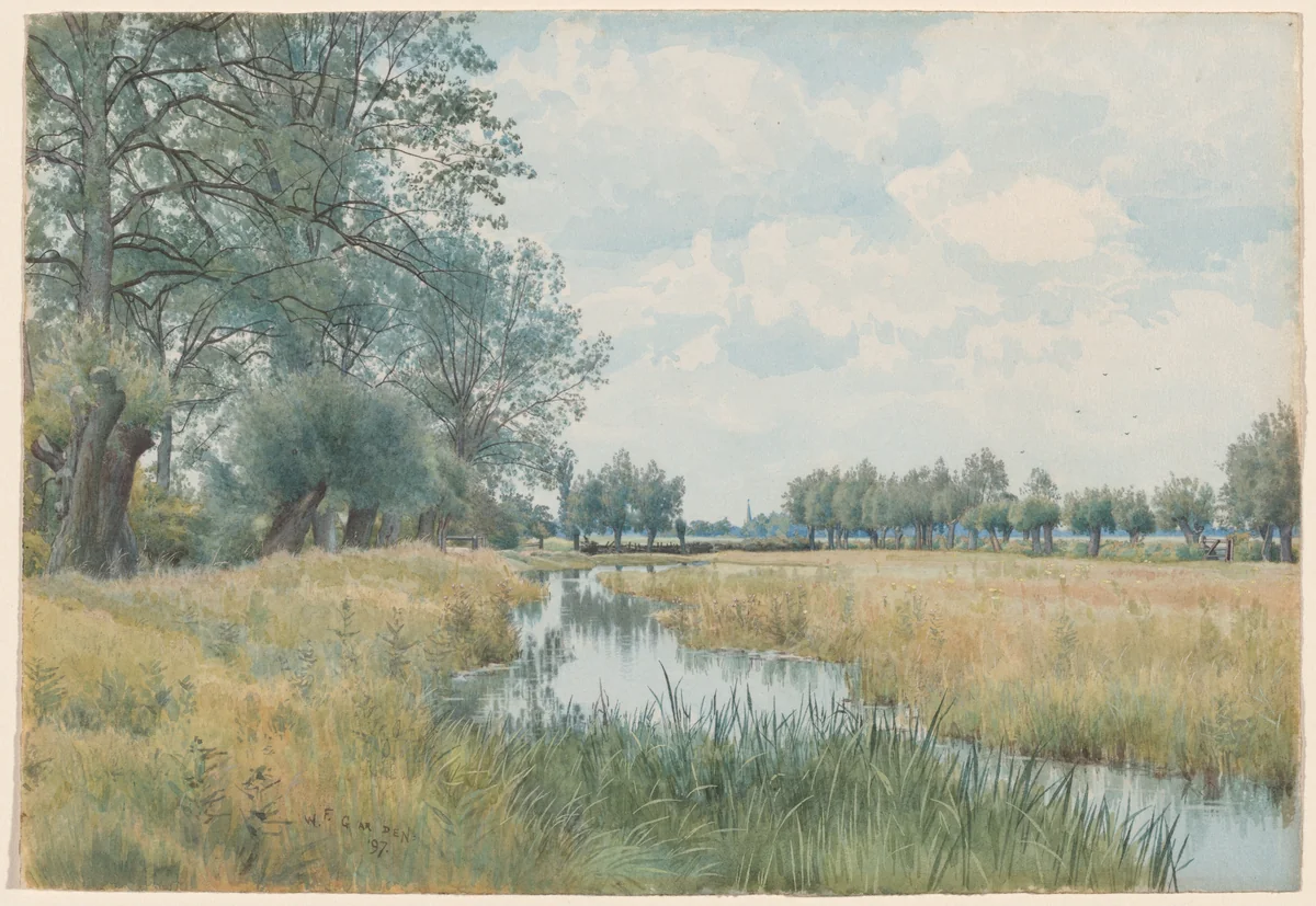 River Landscape near St. Ives, Huntingdonshire by William Fraser Garden, drawing, 1897