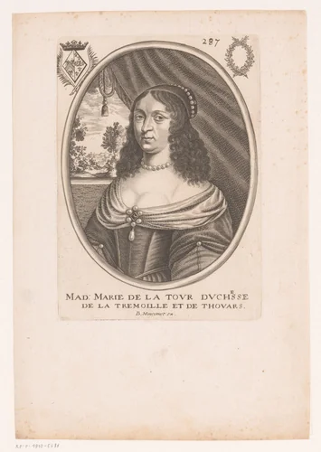 Portret van Marie de La Tour d'Auvergne by anonymous, print, 1610-1668