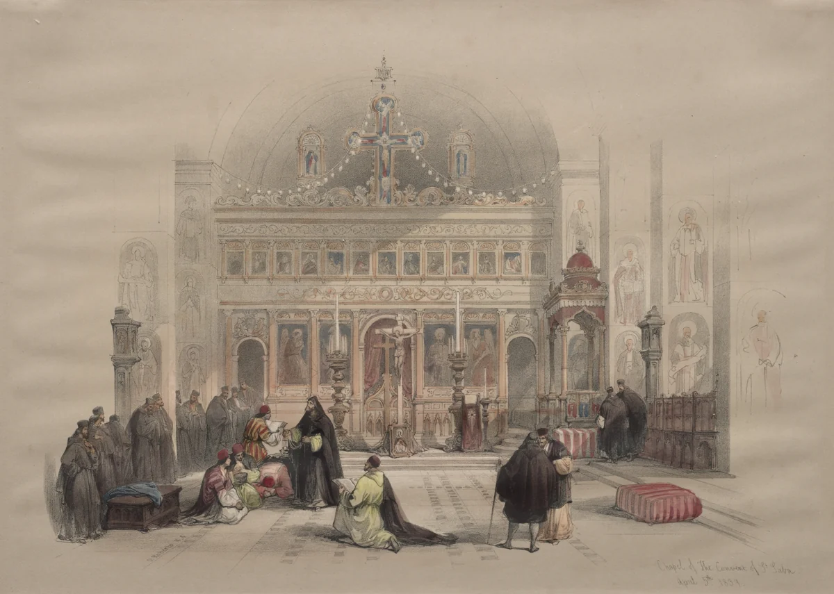 Chapel of the Convent of St. Saba by David Roberts, print, 1839