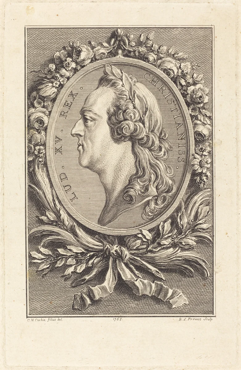 Louis XV by Benoît-Louis Prévost; Charles-Nicolas Cochin II, print, 1765